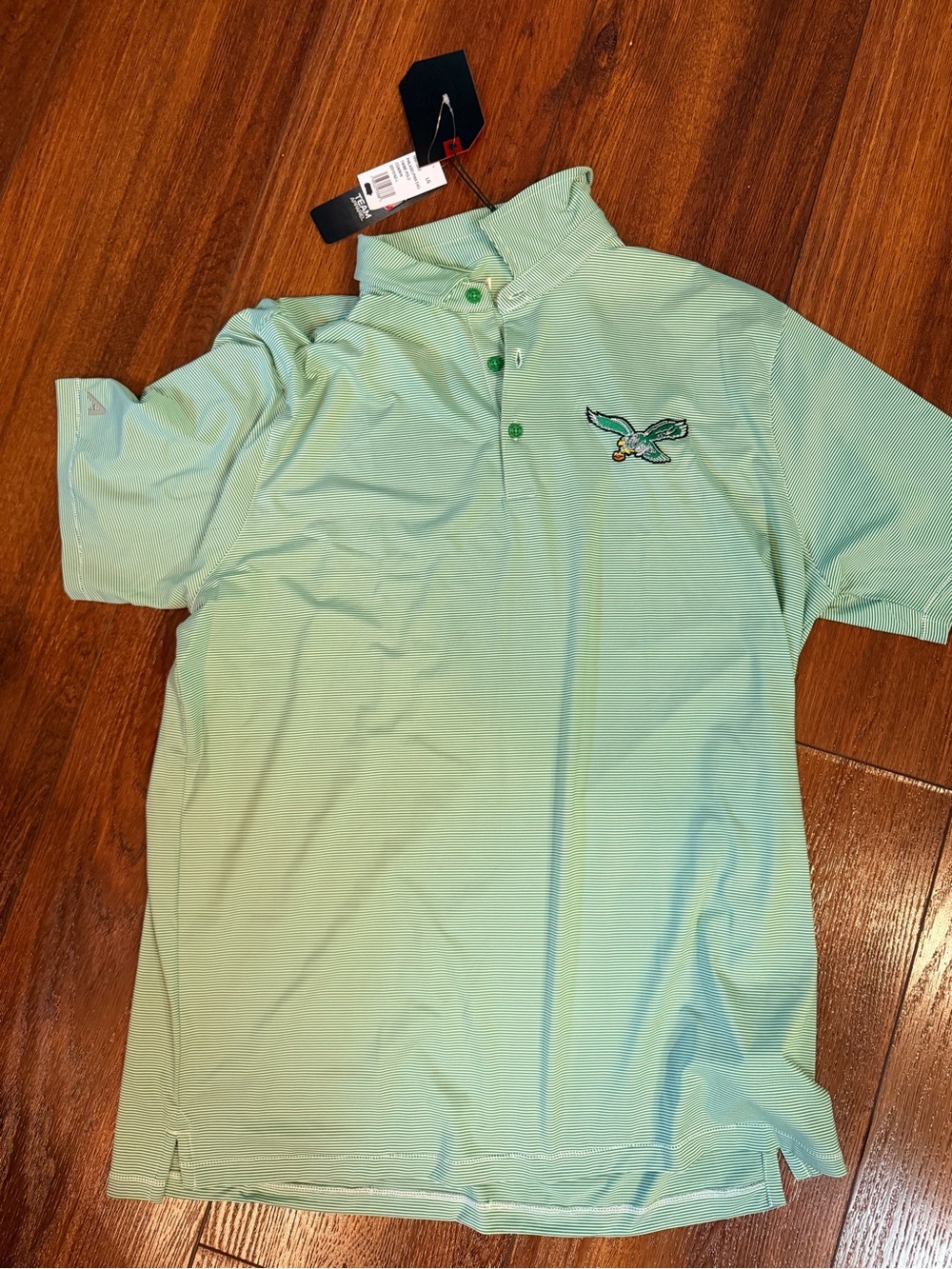 Men's Green strip Polo Philadelphia eagles